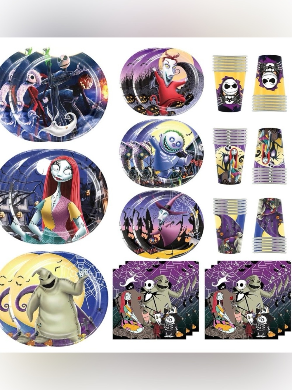 Nightmare Before Christmas 120 pcs Party Tableware Set Plates Cups Napkins